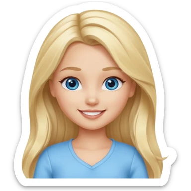 Bratz Cloe Blonde long hair blue eyes, Light blue outfit sticker