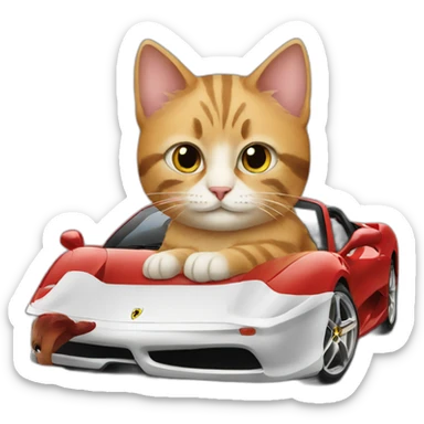 Cat drives a Ferrari sticker