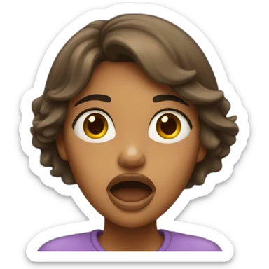 Light Brown girl scared with hands on side of face and mouth open big sticker