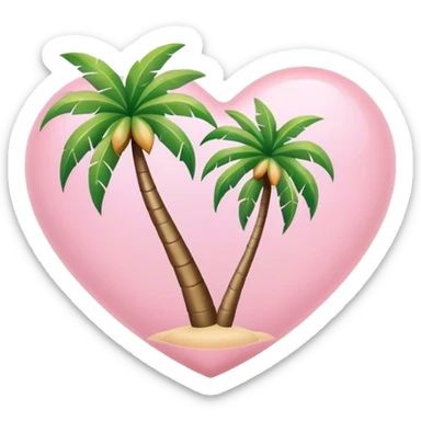 Palm tree and baby pink heart sticker