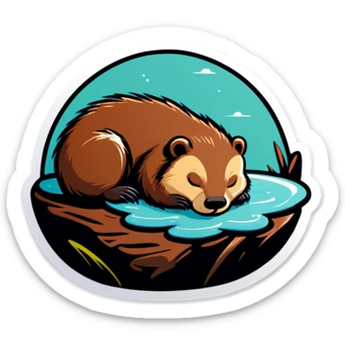 Sleeping beaver sticker