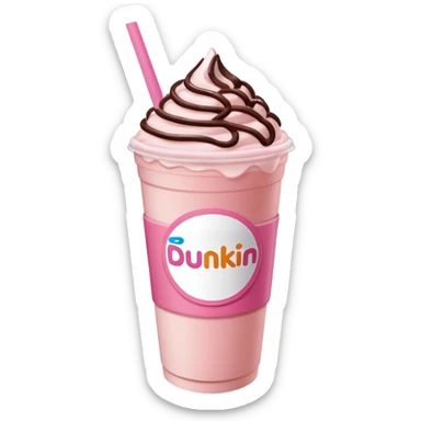 Light pink Dunkin refresher with chocolate cold foam melting into drink  sticker