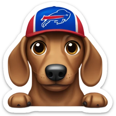 Wiener dog wearing a buffalo bills jersey  sticker