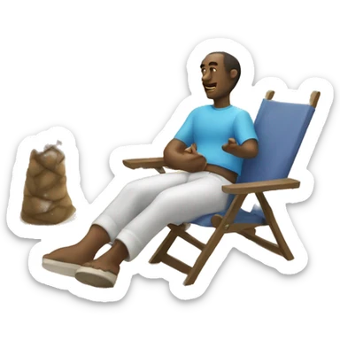 Guy chilling near beach, chair sticker