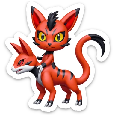 Colorful Meloetta-Litten-Guilmon-Darkrai-Pokémon-Fakémon-fusion-hybrid-creature sticker