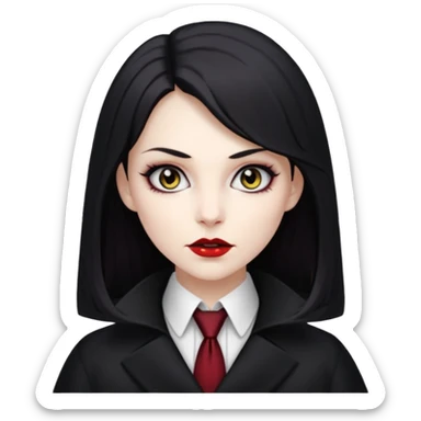 female vampire with coat long collars with tie sticker