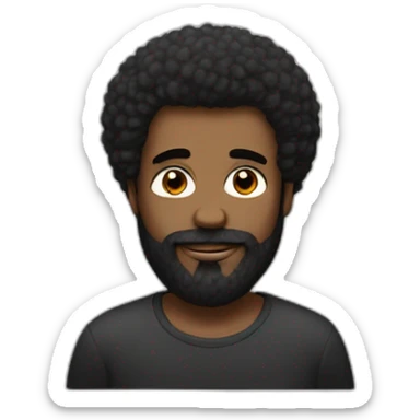 Un homme noir avec une petite barbe et une coupe afro. Coeurs autour de lui. sticker