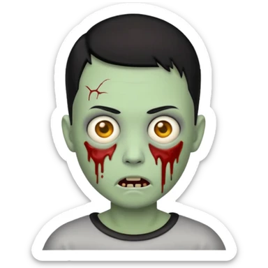 zombie emoji with buzz cut black hair and  sticker