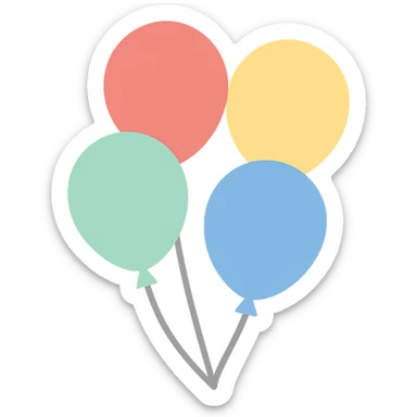a bunch of colorful balloons, simple and cheerful sticker