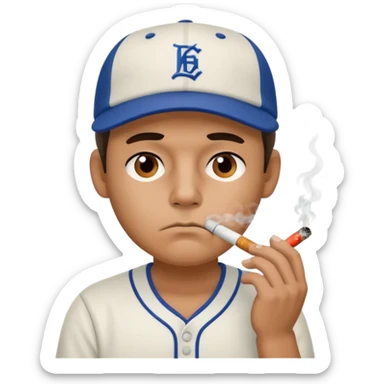 Hungover baseball coach smoking a cigarette and looking tired sticker