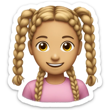 smiling girl with twin braids sticker