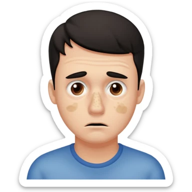 a worried guy with nose full of black heads sticker