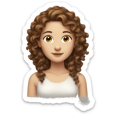 White girl with brown curly hair and brown eyes  sticker