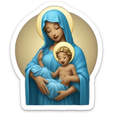 Madona with child jesus blue clothes sticker