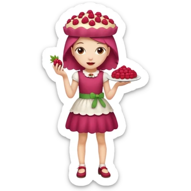 Raspberry torte human full body and legs girl with a raspberry barrette on her head sticker