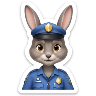 Judy Hopps with big ears (gray female rabbit with a police suit, without a cap) from the Zootopia Disney movie sticker