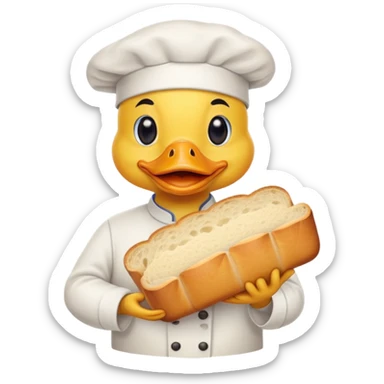 duck serving a loaf of gluten bread, no chef hat sticker