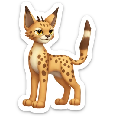 spotted Lynx-Caracal-Fakemon-hybrid with orange points and brown toes full body sticker