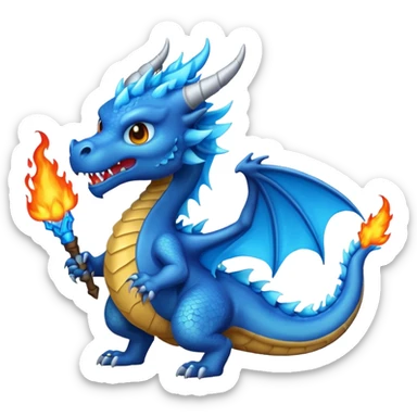 Make an emoji of a dragon shooting blue fire out of its mouth. sticker