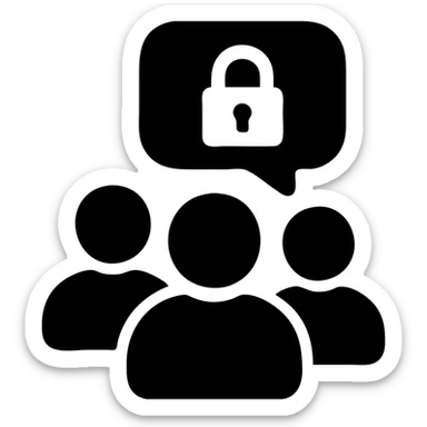Secure private group chat with silhouettes of multiple people sticker