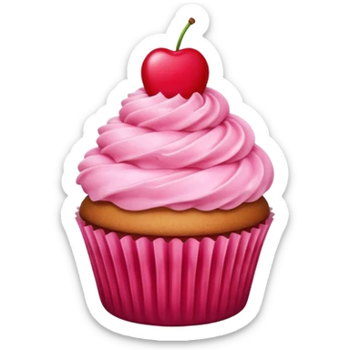 cupcake with pink icing and cherry on top sticker