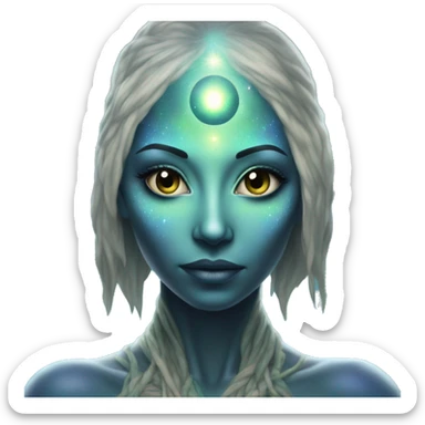 Pleiadian alien woman female third eye sticker