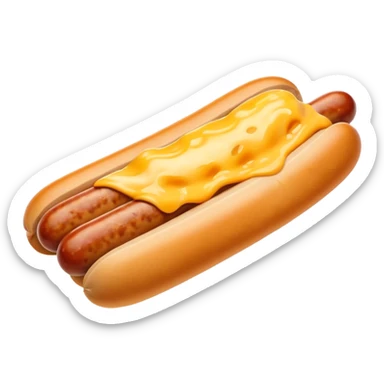 make a picture of a sausage that has been cut in half and melted cheese is coming out of the sausage sticker