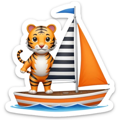 cute tiger sailing on sailboat  sticker