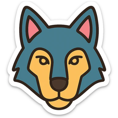 A wolf in lineal color icon with black outlines sticker