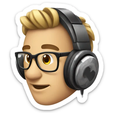 gamer nerd with headphones  sticker