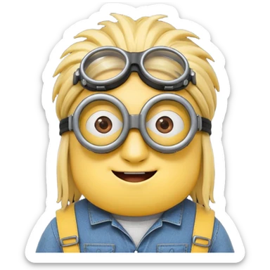 Minion emoji with a round head like normal emojis and a smurk like this emoji but a minion so basically that emoji with the goggles and the hair and not a funny head shape 😏 sticker
