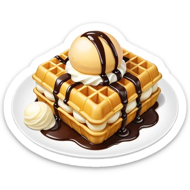 Hong Kong egg waffle (bubble waffle) folded with ice cream inside sticker