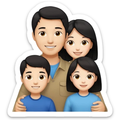Family korean male x russian female + black hair kid sticker