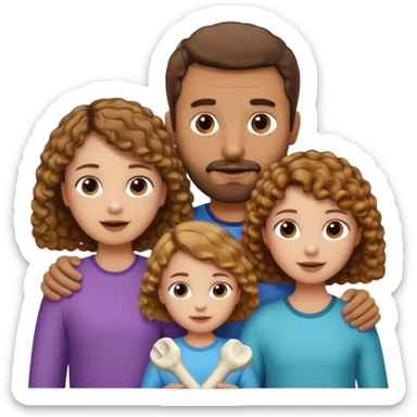Brown dad with a short straight hair cut and stubble beard with his two daughters bone who is 5 and has blone brown curly hair and one who is smaller who has curly hair brown sticker