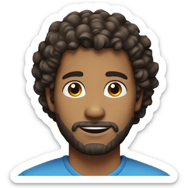 Very handsome man with curly hair and blue eyes and a stubble beard sticker