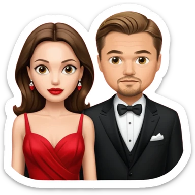 leonardo di caprio and Angelina Jolie in a red dress sticker