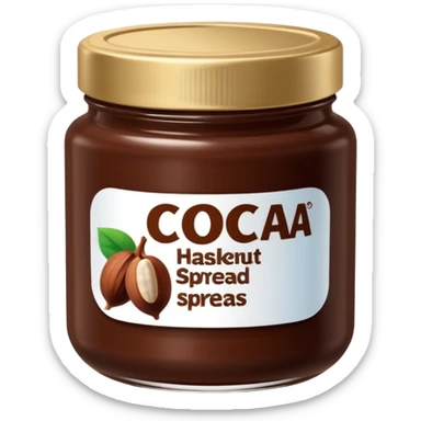 small jar of cocoa hazelnut spread transparent or semi-transparent rich creamy chocolate spread inside deep brown glossy simple lid blank label optional 3D-rendered minimal no faces transparent background sticker