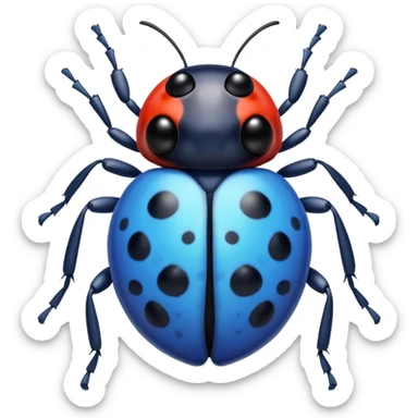  cute BLUE lady bug, 4 LEGS sticker