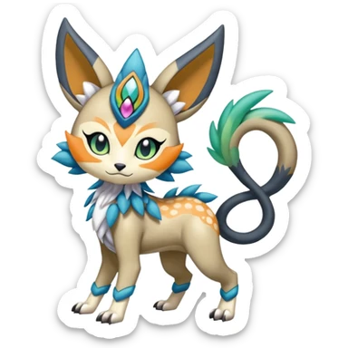 Colorful Exotic Randomly-colored Cartoon Anime Meloetta-WereGarurumon-Trico-Pokémon-Fakémon-fusion-hybrid-creature sticker