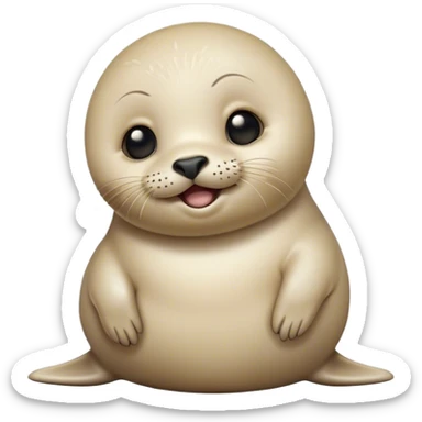 Cinematic Comical Baby Seal Portrait Emoji, Head tilted dramatically with an exaggeratedly surprised expression, featuring a round, plump body with wide, comically expressive eyes and a quirky, puckered face, Simplified yet hilariously expressive features, highly detailed, glowing with a slightly sassy polar glow, high shine, dramatic yet playful, stylized with an air of cheeky arctic mischief, soft glowing outline, capturing the essence of a meme-worthy baby seal that looks ready to give a playful side-eye into viral fame! sticker