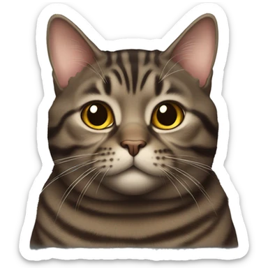a fat dark brown tabby cat sticker