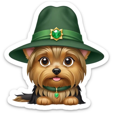 Yorkshire terrier with Minerva McGonagall's hat sticker