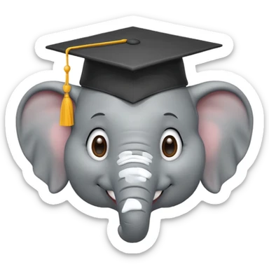 happy elephint wearing a graduation cap sticker