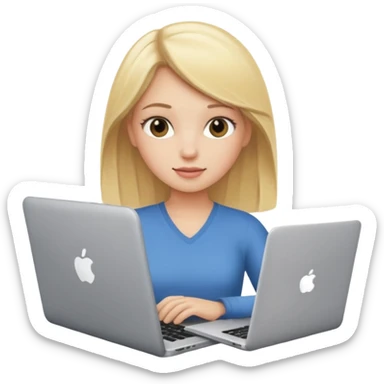 Busy Blonde girl with laptop sticker