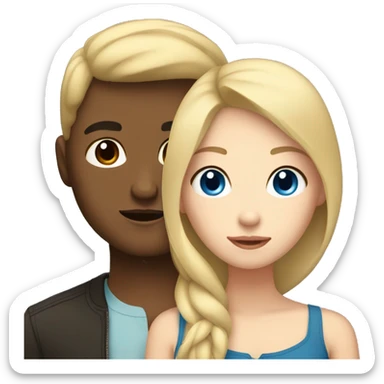 Blonde girl with blue eyes and Filipino man with black hair and light brown skin sticker
