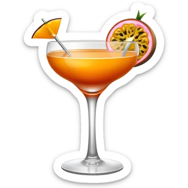Dark orange cocktail passion fruit garnish in a coupe cocktail glass sticker