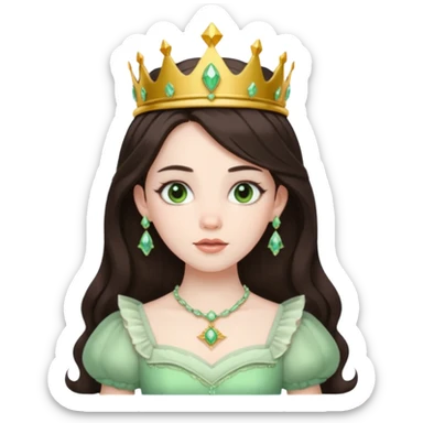 Princess Ozma from The Land of Oz with long dark brown hair, pale green outfit sticker