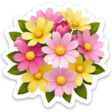 Summer flowers in a bouquet, light, pink, yellow, and dark pink sticker