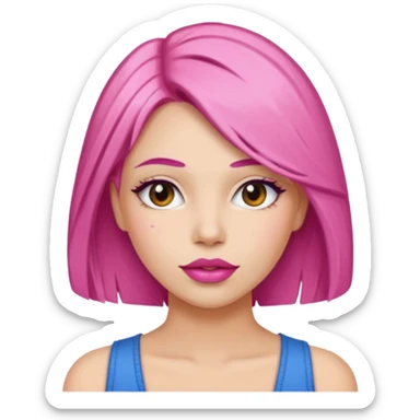 woman Pink lips, deifferent hair. sticker