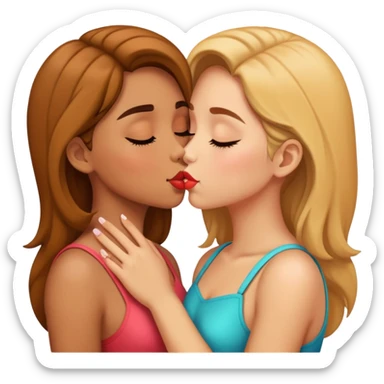 Two girls in love kissing, black sticker